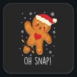 Oh Snap Gingerbread Man Christmas Family Santa Hat スクエアシール<br><div class="desc">This is a great gift for your family,  friends during Hanukkah holiday. They will be happy to receive this gift from you during Hanukkah holiday.</div>