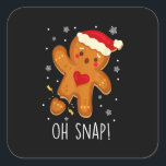 Oh Snap Gingerbread Man Christmas Family Santa Hat スクエアシール<br><div class="desc">This is a great gift for your family,  friends during Hanukkah holiday. They will be happy to receive this gift from you during Hanukkah holiday.</div>