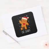 Oh Snap Gingerbread Man Christmas Family Santa Hat スクエアシール (封筒)