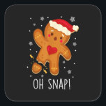 Oh Snap Gingerbread Man Christmas Family Santa Hat スクエアシール<br><div class="desc">This is a great gift for your family,  friends during Hanukkah holiday. They will be happy to receive this gift from you during Hanukkah holiday.</div>