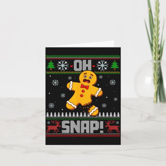 Oh Snap Gingerbread Man Cookie Baking Ugly Christm カード (正面)