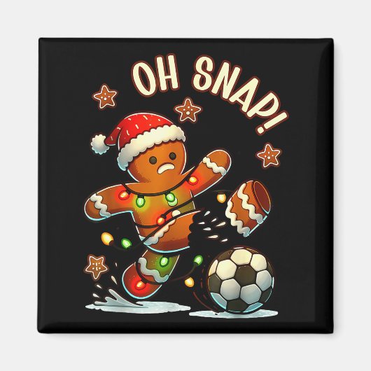 Oh Snap Gingerbread Soccer Xmas Light Holiday  マグネット (正面)