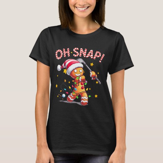 Oh Snap Gingerbreadman Xmas Golfer Golf Christmas  Tシャツ (正面)