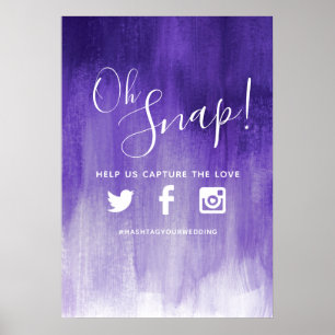 Oh snap hashtag wedding purple modern art ポスター