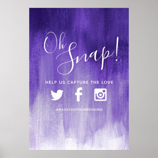 Oh snap hashtag wedding purple modern art ポスター (正面)