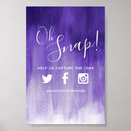 Oh snap hashtag wedding purple modern art ポスター