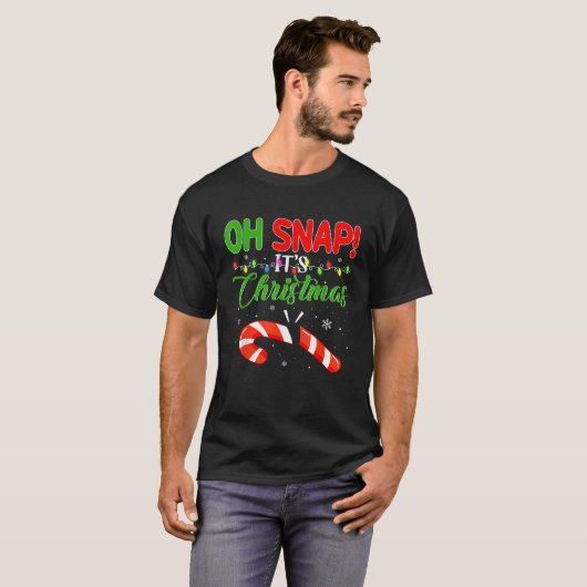Oh Snap It s Christmas Candy Canes Funny Ugly Xmas Tシャツ (正面フル)