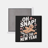 Oh Snap It's The New Year Gingerbread Man Christma マグネット (正面/裏面)