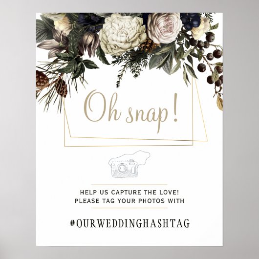 Oh snap winterフローラ結婚のハッシュタグ記号 ポスター (正面)