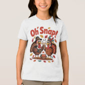 Oh Snap! Wishbone Game Pilgrim Native Turkey Funny トライブレンドTシャツ (正面)