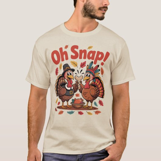 Oh Snap! Wishbone Game Pilgrim Native Turkey Funny Tシャツ (正面)