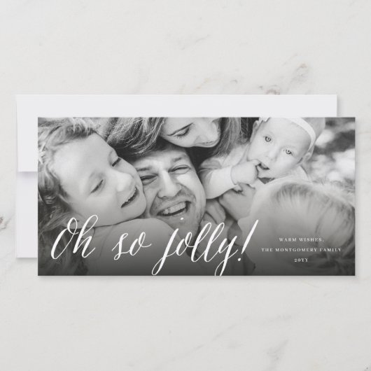 Oh SoすてきシンプルScript モダン Christmas Photo シーズンカード (正面)