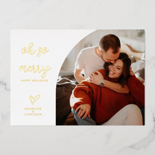 Oh So Merry Christmas Red金ゴールドダイヤモンド写真 箔シーズンカード (正面)