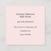 Oh So Pretty Nail Artist Pink Script Photo スクエア名刺 (裏面)