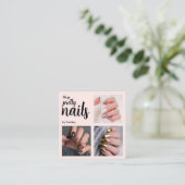 Oh So Pretty Nail Artist Pink Script Photo スクエア名刺 (スタンド正面)