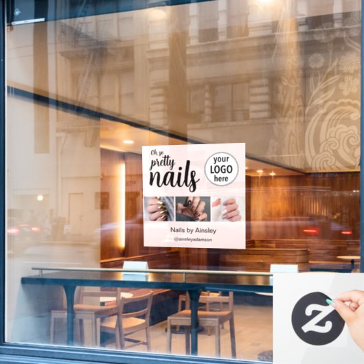 Oh So Pretty Nail Artist Script Logo Photo Pink ウィンドウサイン (カフェ窓)