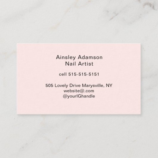 Oh So Pretty Nail Artist Script Photo Pink 名刺 (裏面)