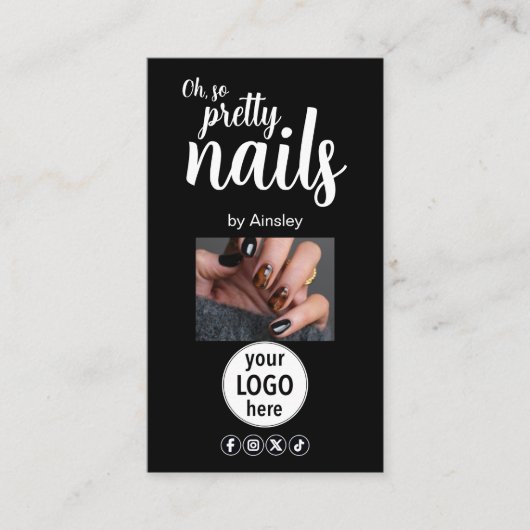 Oh So Pretty Nails ロゴ QRコード ソーシャル 名刺 (正面)