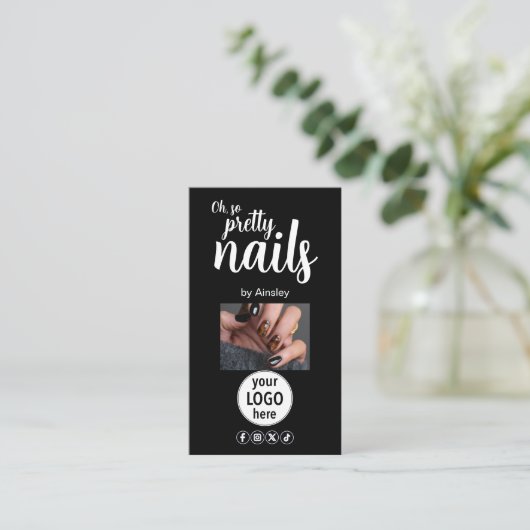 Oh So Pretty Nails Logo QR Code Social 名刺 (スタンド正面)