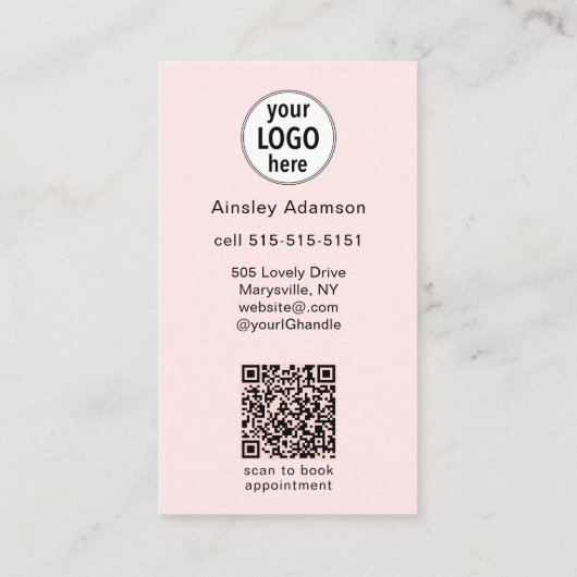 Oh So Pretty Nails Pink Logo QR Code Social 名刺 (裏面)