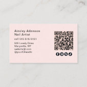 Oh So Pretty Nails Pink Photo QR Code Social Icon  名刺 (裏面)
