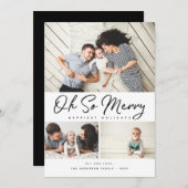 Oh So Script メリー Collage 3写真クリスマスホリド シーズンカード (正面/裏面)