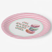 Oh Sweet Baby Girl Macaronをテーマにした赤ちゃんシャワー ペーパープレート (アングル)