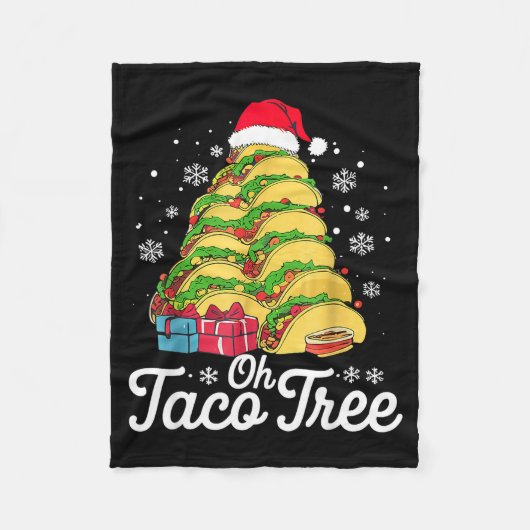 Oh Taco Tree Christmas Cute Xmas Mexican Food Love フリースブランケット (正面)