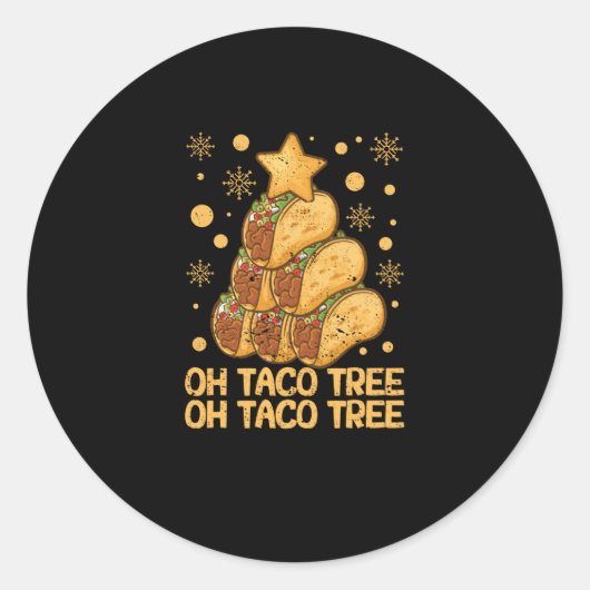Oh Taco Tree Christmas Pajamas Xmas Mexican Food ラウンドシール (正面)