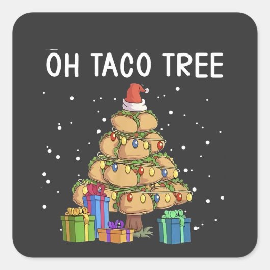 Oh Taco Tree Funny Mexican Food Ugly Christmas  スクエアシール (正面)