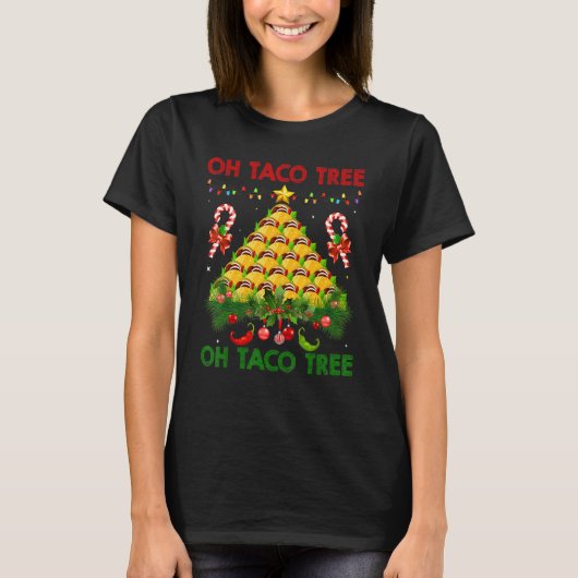 Oh Taco Tree Mexican Food Taco Christmas 1 Tシャツ (正面)