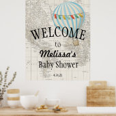 Oh the Places Hell Go Hot Air Balloon Welcome Sign ポスター (キッチン)