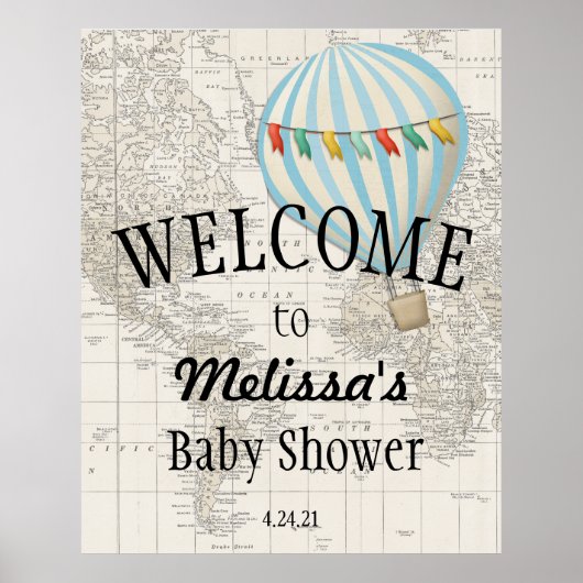 Oh the Places Hell Go Hot Air Balloon Welcome Sign ポスター (正面)