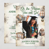 Oh, The Places You Will Go Graduation Party 招待状 (正面/裏面)