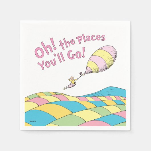 Oh! The Places You'll Go! 女の子の誕生日 スタンダードカクテルナプキン (正面)