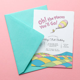 Oh! the Places You'll Go! | 女の子の１歳の誕生日 招待状