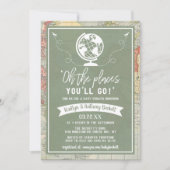 "Oh The Places You'll Go!" Travel Map Baby Shower 招待状 (正面)