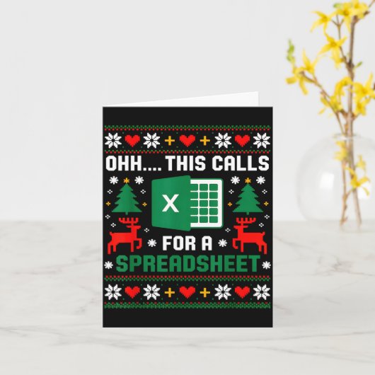 Oh This Calls For A Spreadsheet Christmas Santa Ex カード (黄色い花)