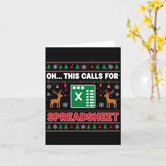 Oh This Calls For A Spreadsheet Christmas Sweater  カード (黄色い花)