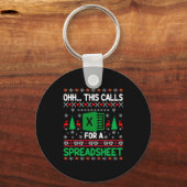Oh This Calls For A Spreadsheet Christmas Sweater  キーホルダー (正面)