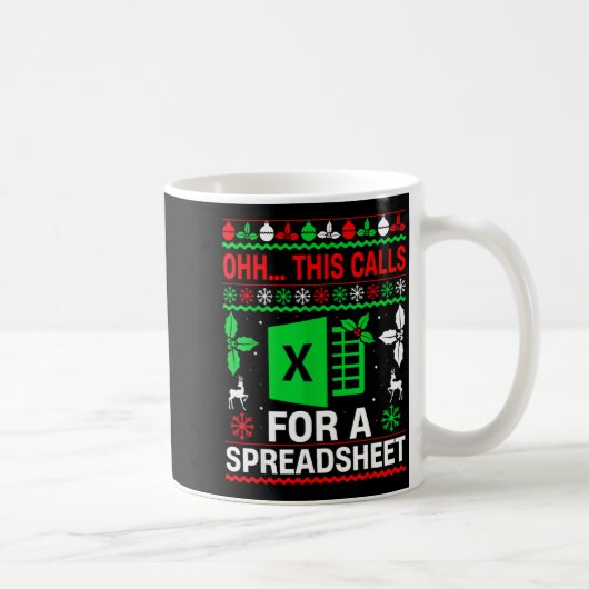 Oh This Calls For A Spreadsheet Christmas Sweater コーヒーマグカップ (右)