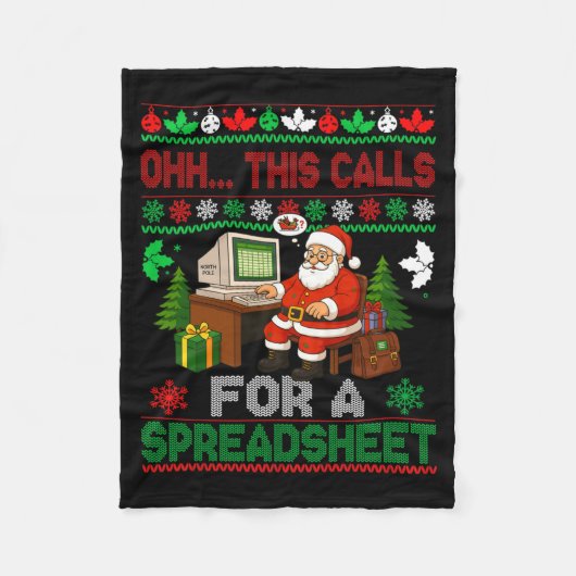 Oh This Calls For A Spreadsheet Christmas Sweater  フリースブランケット (正面)