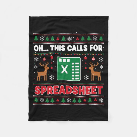Oh This Calls For A Spreadsheet Christmas Sweater  フリースブランケット (正面)