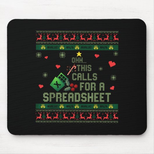 Oh This Calls For A Spreadsheet Christmas Sweater  マウスパッド (正面)