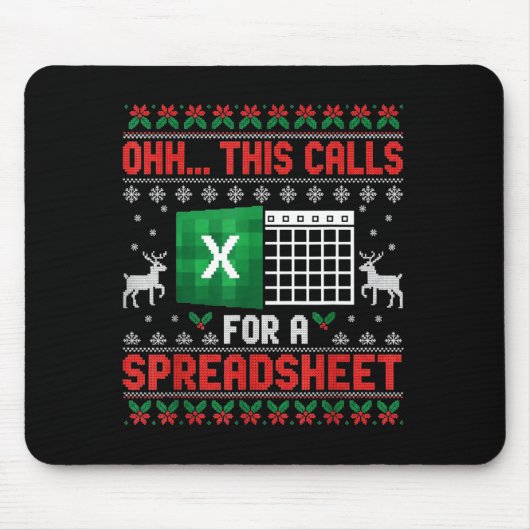 Oh This Calls For A Spreadsheet Christmas Sweater  マウスパッド (正面)