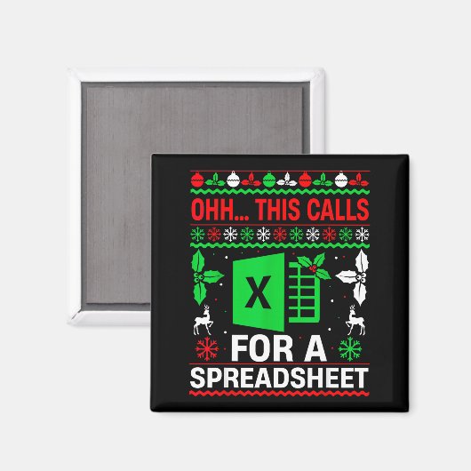 Oh This Calls For A Spreadsheet Christmas Sweater  マグネット (正面/裏面)