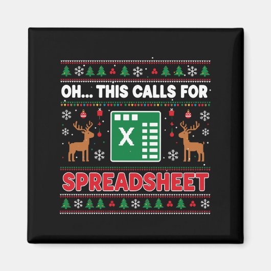 Oh This Calls For A Spreadsheet Christmas Sweater  マグネット (正面)