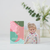 Oh WhatおもしろいカラフルモダンChristmas写真 ポストカード (スタンド正面)