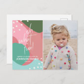 Oh WhatおもしろいカラフルモダンChristmas写真 ポストカード (正面/裏面)