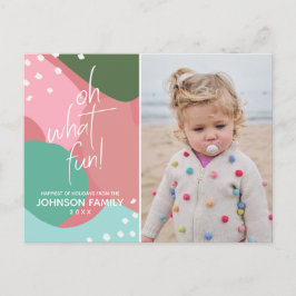 Oh WhatおもしろいカラフルモダンChristmas写真 ポストカード